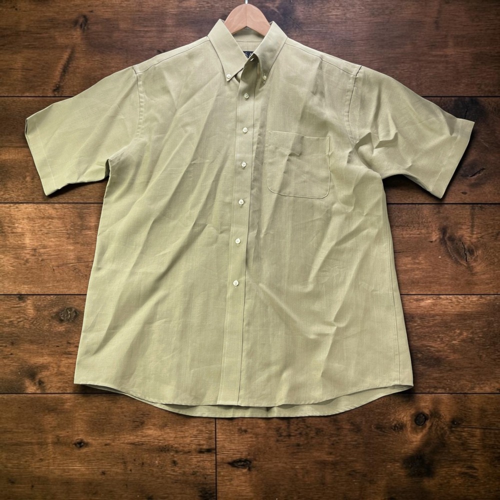 Jos A Bank Travelers 100% Linen Short Sleeve Button Down Shirt Sage Green Mens L